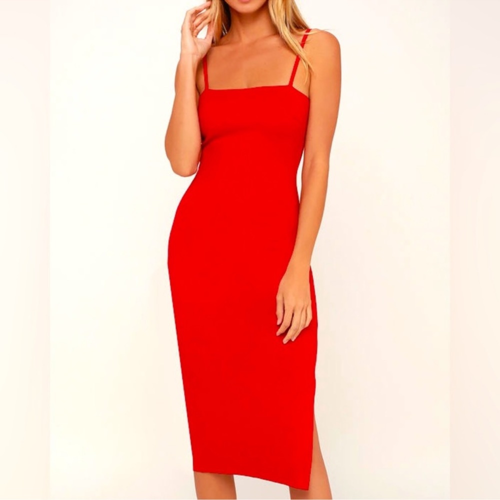Lulus Red Midi Bodycon Dress